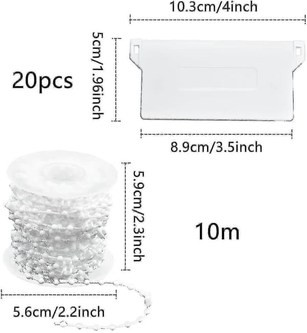 20 st Vertikala Gardiner Vikt Botten Lameller 89mm (3,5\") X 10m Gardiner Reparationssats, Vit [DB]