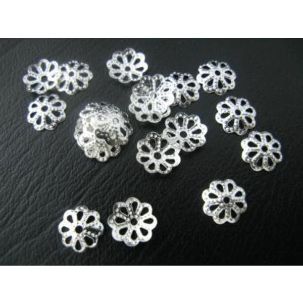 200 st. Nickelfria silverpläterade pärlhattar Ø 9 mm.