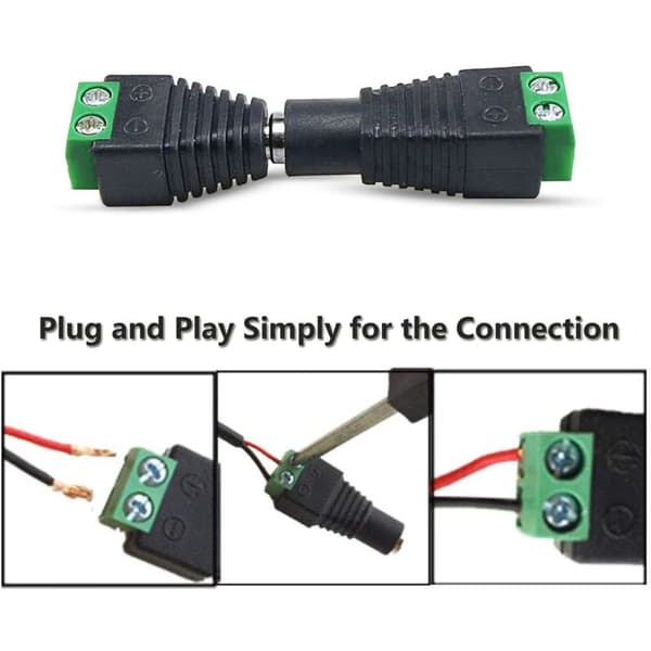 4-pak 5,5 mm 2,1 mm DC han- og hunstrømstikadapter 12 V-adapterstik, DC han-/hunstik, til CCTV-kamerasikkerhedssystem LED-lys