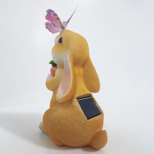 Solar Powered Resin Rabbit Lamp for Garden