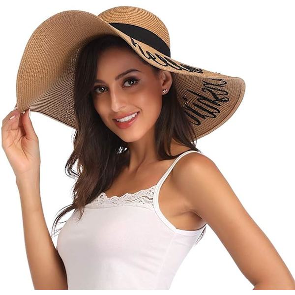 Dame Floppy Hat Stråhat Bred Skygge Solhatte Åndbare Myrer