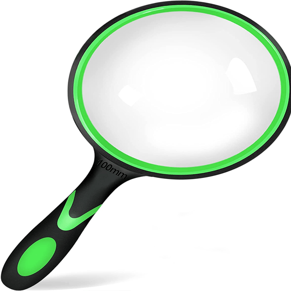 (Black Green) Reading Magnifier 100mm Large Portable 10X Magnifying Glass