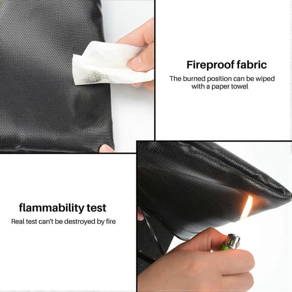 Fireproof Document Folder Accordion Bag 14.3x9.8 inch A4 Size 12 Pockets Non-itchy Silicone