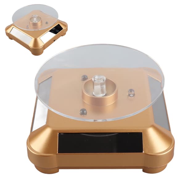 Solar Powered LED Electric Rotating Display Stand for Jewelry Phone Gold with Light