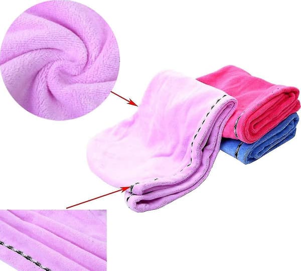 3 stk mikrofiberhåndklær, håndklesett hårturban hodehåndkle med knapp-4