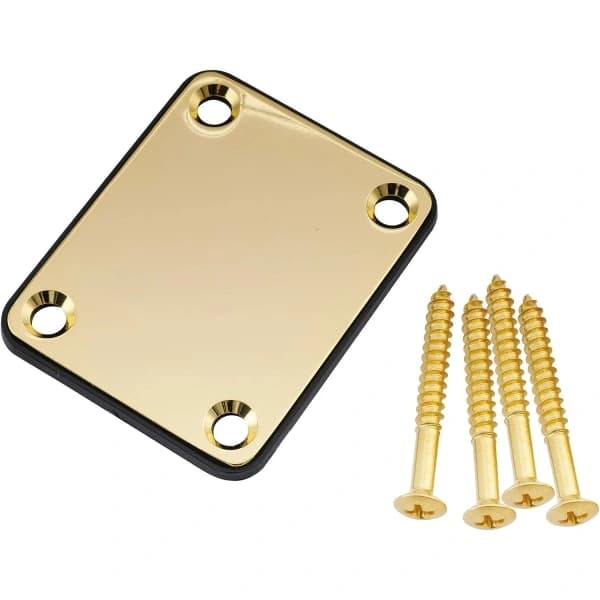 Metallhalsplatta för Fender Stratocaster Telecaster elgitarr eller bas, guld