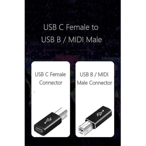 4-pakning USB C til USB B-adapter, Type C til USB Midi-adapter Kompatibel Midi-kontroller, Midi-keyboard, lydgrensesnitt, sølvgrå