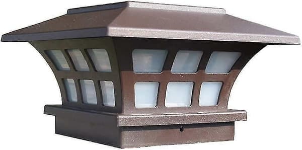 Solar LED Stolpelampe Utendørs Vanntett Stolpelampe Landskapslys Gjerde Hage Gård (kaffe)