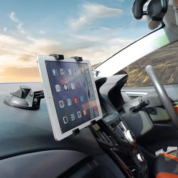 Tabletholder til bil, roterbar og justerbar iPad-holder, instrumentbræt og forrude montering