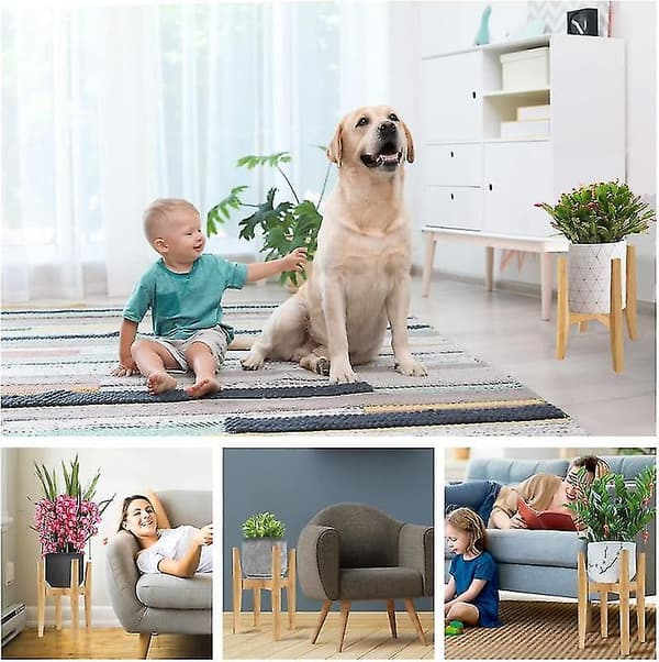 Säädettävä kasviteline, bambu moderni Mid-Century sisäkasviteline ruskea Brown