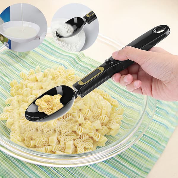 Portable 500g/0.1g Electronic LCD Digital Kitchen Scale with Measuring Spoons (Black)