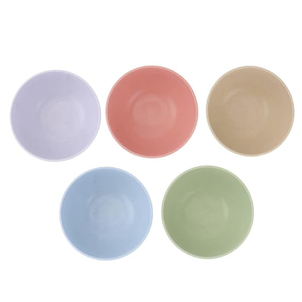 5 st 12cm Wheat Straw Salad Bowl Unbreakable Mixing Bowls Noodle Container Soup Bowl