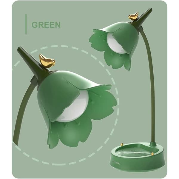 Cordless LED Table Lamp, Adjustable Gooseneck, Dimmable, Rechargeable Battery, Night Light for Kids, Lamp Suitable for Reading (GREEN)