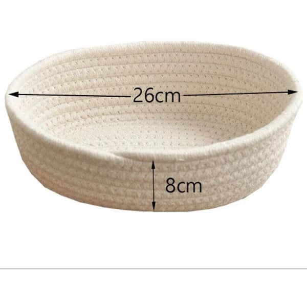 3-pack handwoven cotton storage baskets, foldable with lid for desk or coffee table, snacks, beige S M L
