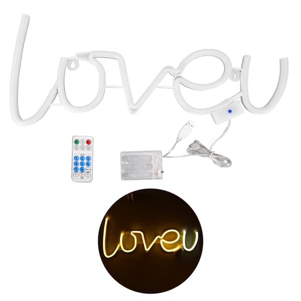 LOVEU Neon Light LED 18 Keys 8 Modes Timing Remote Control USB Light for Home Decoration 300LM Warm White + White Light