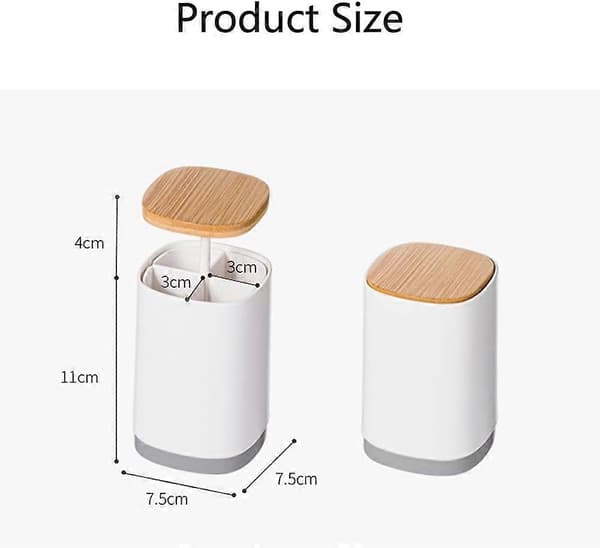 2025 Suitable Large Multifunctional Divided Cotton Swabs Pusher Automatic Toothpick Box Dental Floss Storage Toothpick Jar (Ash)
