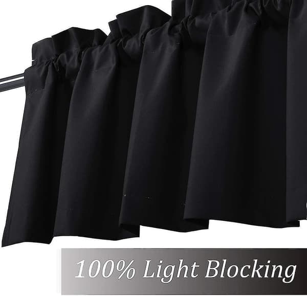 Blackout Valance Waterproof Soft Rod Pocket Valance For Kitchen And Bathroom [DB]