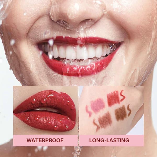 Mat Læbeblyant 4 Farver Mini Nude Nuancer Vandtæt Langtidsholdbar Glat Cremet Finish