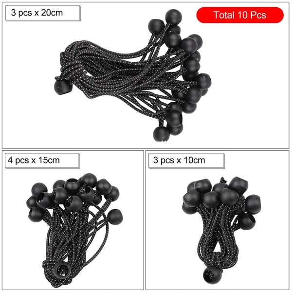 10 Pieces Rubber Straps with Ball, 3 pcs x 10 cm + 4 pcs x 15 cm DXGHC