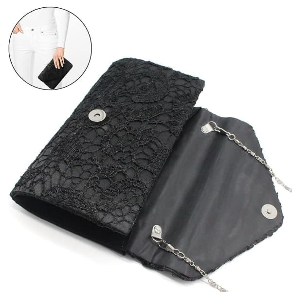 Håndtasker Satin Kjole Blonde Clutch Taske Til Fest, Sort
