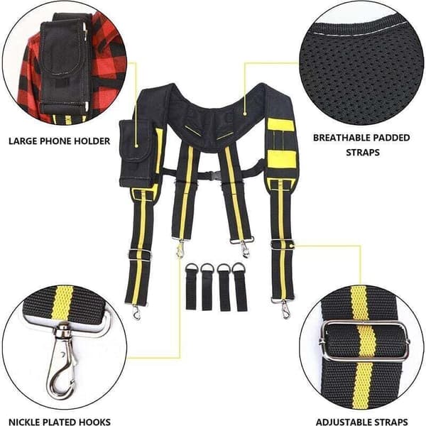 Adjustable Tool Belt Suspenders for Men, Compatible with Carpenters, Electricians, Plumbers, and Professional Tools