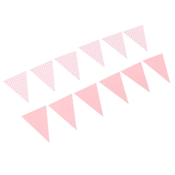 Vimpel Bryllupsrom Barnerom Bursdagsfest Pynte Tilbehør Bølget Trekkflagg Vimpel Bunting Rosa