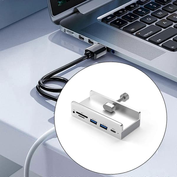 6-in-1 USB3.0-sovitin USB-kiinnitettävä telakointiasema USB3.0-sovitin Multiport-jakaja 5Gbps nopea sovitin PC-kannettavalle