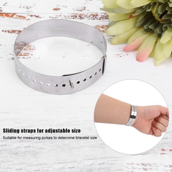 Justerbart armbånd i rustfrit stål og ringstørrelsesværktøj - 15~23cm måler