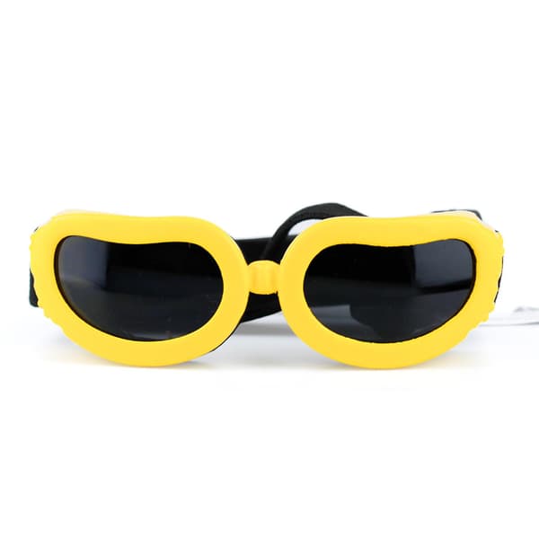 Small Dog Sunglasses UV Protection Goggles Eye Protection with Adjustable Strap Water (Yellow)
