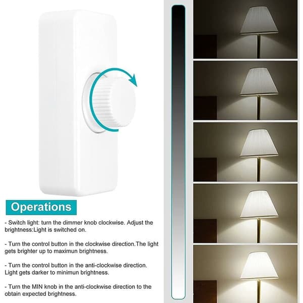 3-100W LED bakkantsdimmer (roterende dimmer), brukes for dimbare LED, glødelamper, halogenlamper, 220-240V, CE-pluggstrømbryter, hvit