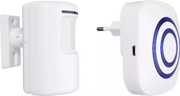 Wireless Motion Sensor Doorbell Entry Alert System, Waterproof 70M Range for Stores and Homes, 1 Transmitter 2 Receivers, White B B