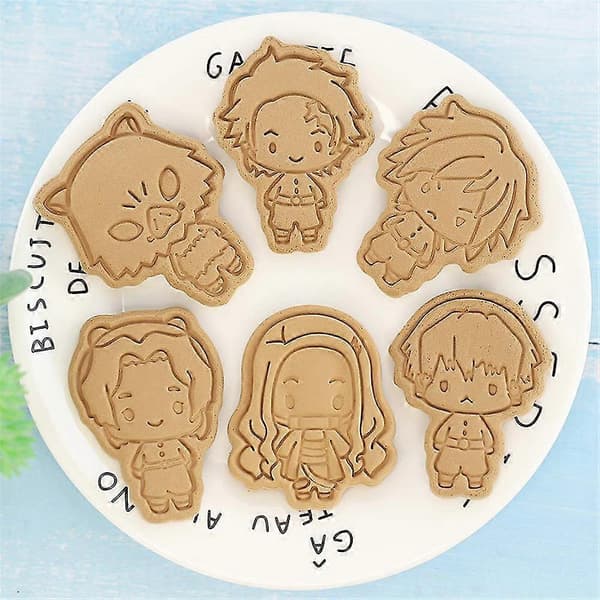 6 stk/sæt Demon Slayer Kageforme Form Kiks Kage Fondant DIY Dessertform