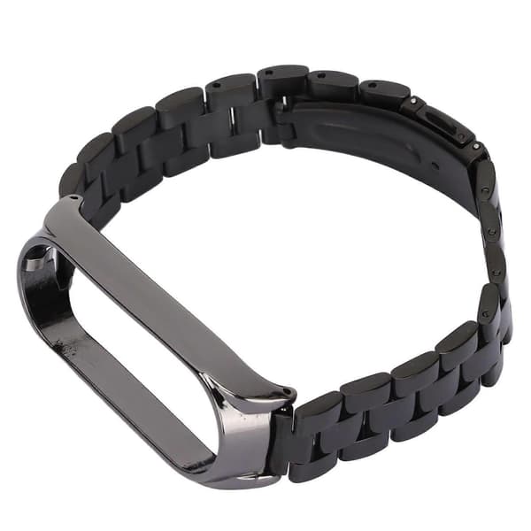 Smartwatch Armbånd Rustfrit Stål Anti-tabt med Dobbelt Lås Foldespænde til Mi Band 6 Sort