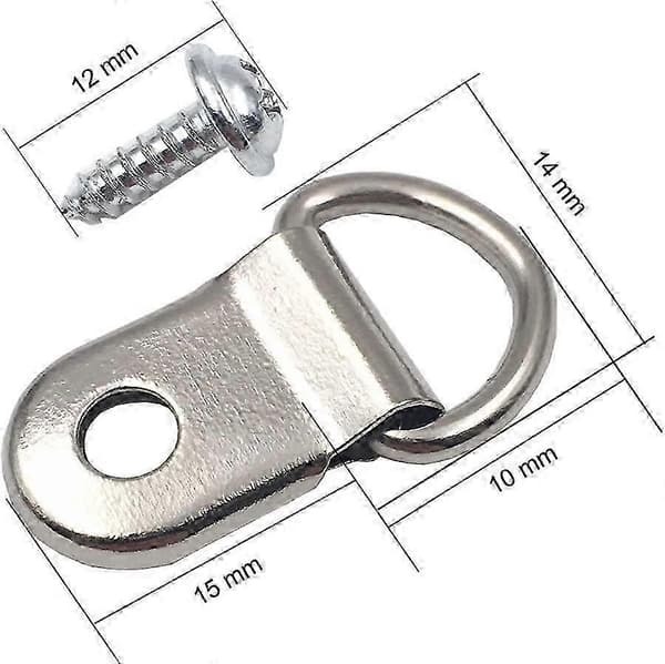 D-ring bildkrok 100-pack, högkvalitativa, kraftiga bildkrokar med skruv, enkelhåls D-typ bildramshängare 100 st/påse