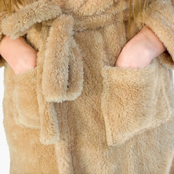 Badekåbe med hætte med bamse, lang, varm, tyk Kigurumi badekåbe til kvinder M