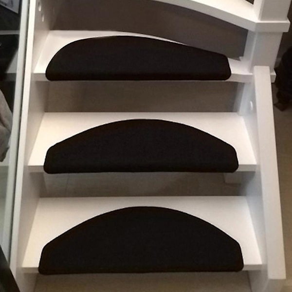 3 st/5 st Trappmatta Antidamm Halkfri Flanell Inomhus Familj Bullnose Matta för Hemmet Svart Black 3 Pcs