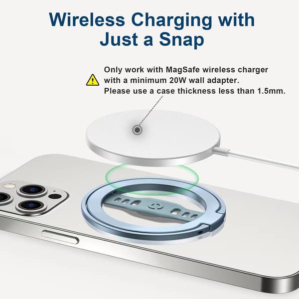 (Blå) Silikon Grip Telefonholder Kompatibel med MagSafe, Magnetisk Ringholder, Kompatibel med iPhone 14, 13, 12 Pro/Max/Plus Kun