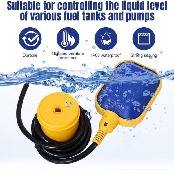Automatic Water Level Control Float Switch, Float Switch with 3M Cable for Electric Pump, Water Tank, Submersible Pump