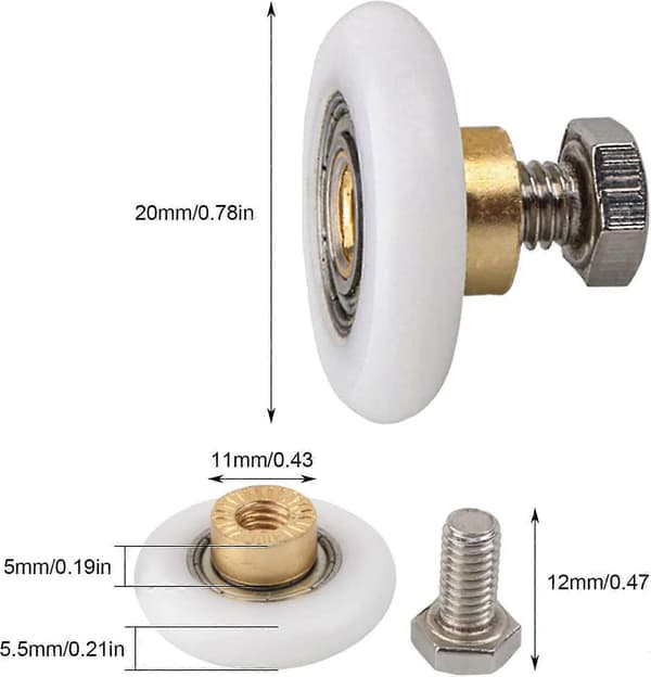 Shower Door Roller, Roller Caster Wheel For Shower Door Sliding Rollers Door Roller Replacement Wheel 4pcs (20mm) db