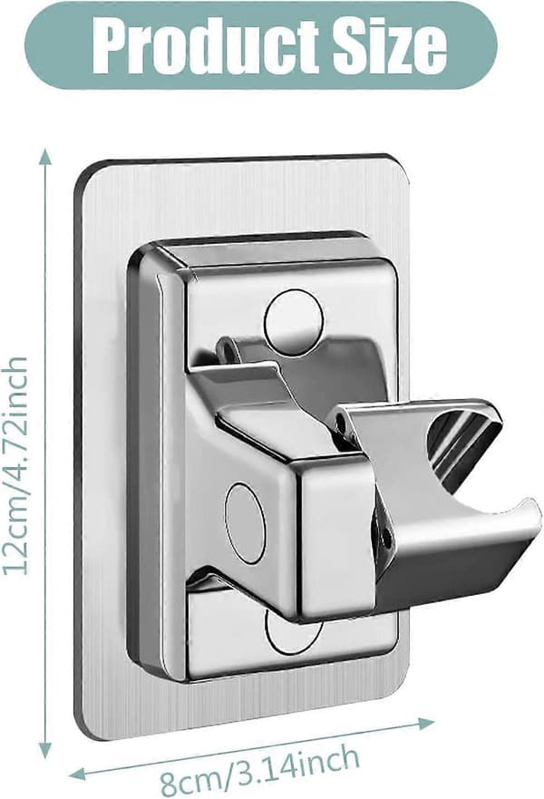 1 pc Shower Bracket without Drilling, Self-Adhesive, 360° Rotating Shower Head Holder, Replacement, Shower Bracket, Wall Mount Bracket without Drilling
