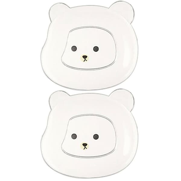 Wharick 2-pack Snacks Plate Plastic Cartoon Bear Shape Sauce Bowl Plates Tableware Kitchen Utensils Clear Clear