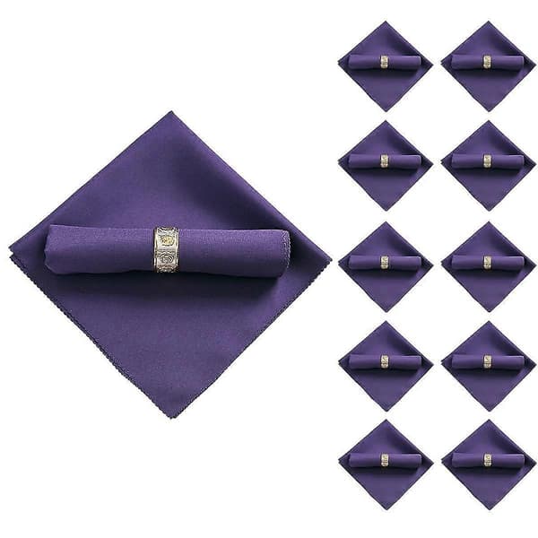 10 stk 48x48cm Polyester Servietter til Restaurant Bryllup Banket Middagsselskab, Lilla