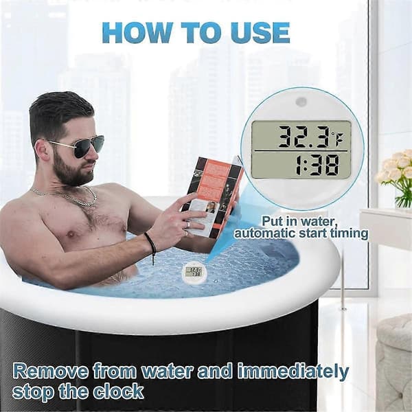 Isbadtermometer og timer, vanntett tilbehør for isbad [DB] Hvit White
