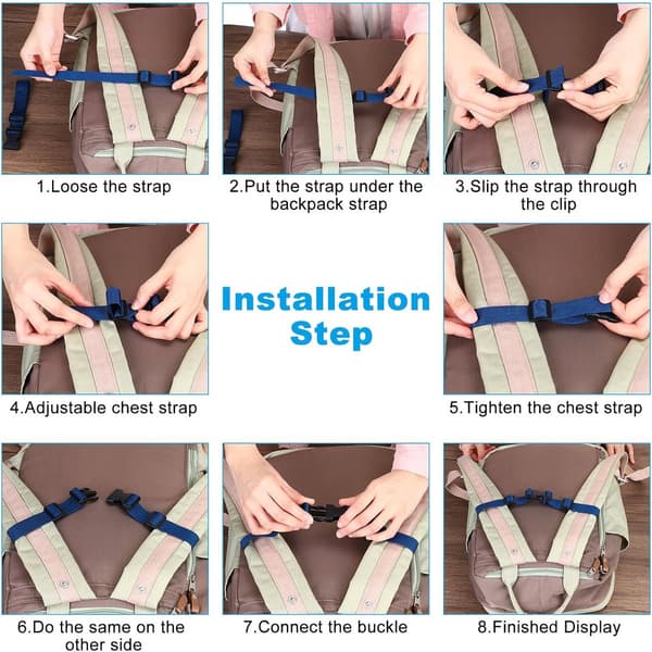 Bröstrem, 4 delar, universell justerbar halkfri nylon, snabbkoppling, för backpacking och resor
