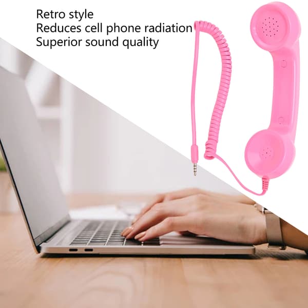 Retro Telephone Handset Multifunctional Radiation-Proof Handheld Mobile Phone Receiver for Mobile Phones Computers Pink Pink