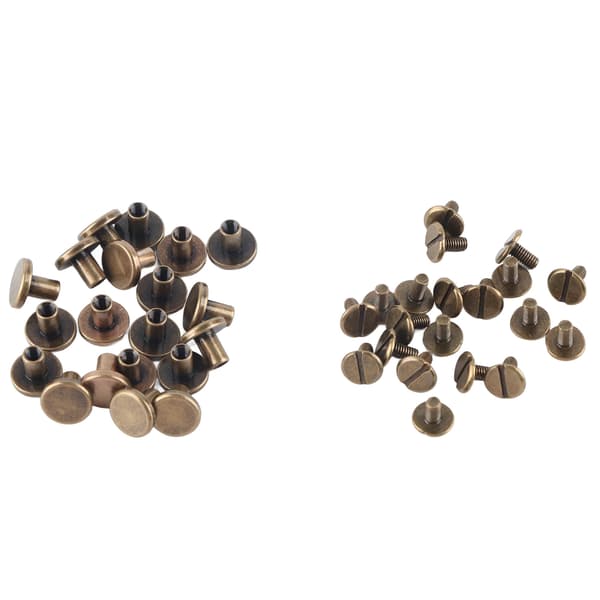 20 stk Flathode Kobber Messing Skruer Muttere Nagler Lærhette Tilbehør (8mm)