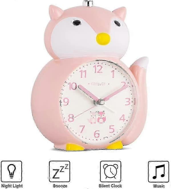 Lovely Fox Alarm Clock Luminous Night Light Alarm Clock Silent Alarm Clock Table Clock Children's Gift-MXBC