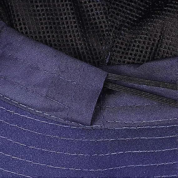 Bøllehat til kvinder, bredskygget solhat med myggenet, strandhat, elegant damehat, marineblå