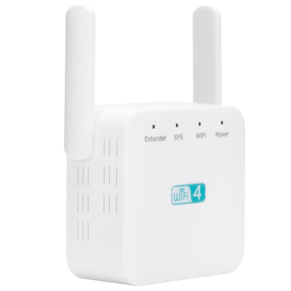 300M Repeater with Dual Antenna Signal Amplifier Range Extender White 100-240V EU Plug
