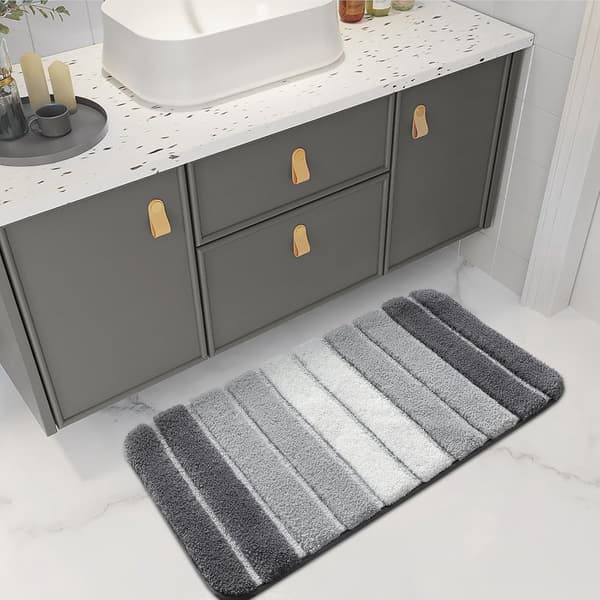 ING Bademåtte, 50 x 80 cm, skridsikker, absorberende, maskinvaskbar, mikrofibermateriale, badeværelsestilbehør, grå